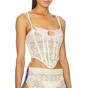 Sketch-Y Aelia Corset in Ivory Yellow & Baby Pink NEW S Repaired‎ Strap